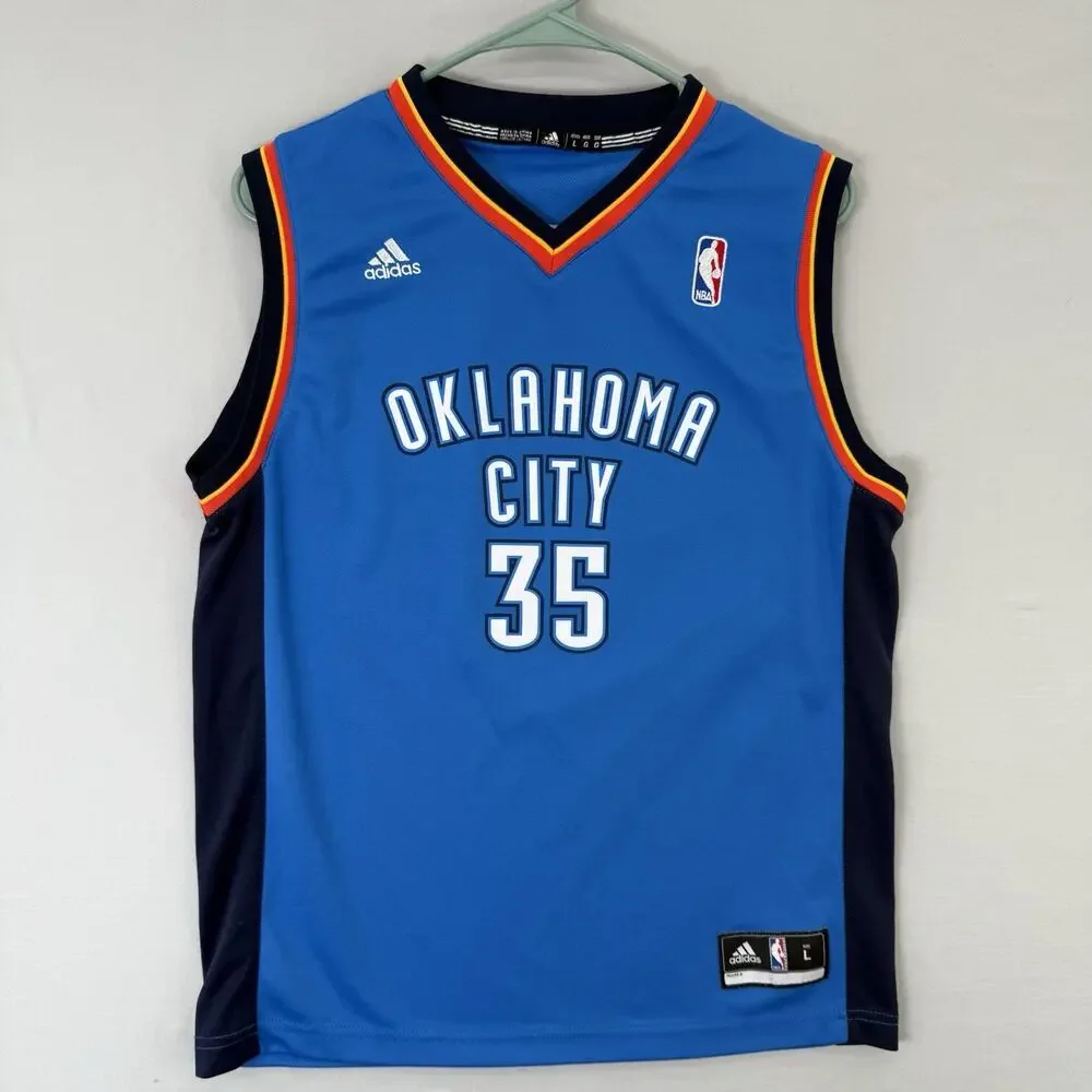 Adidas Kevin Durant #35 Oklahoma City Thunder Blue NBA Basketball Jersey Youth L